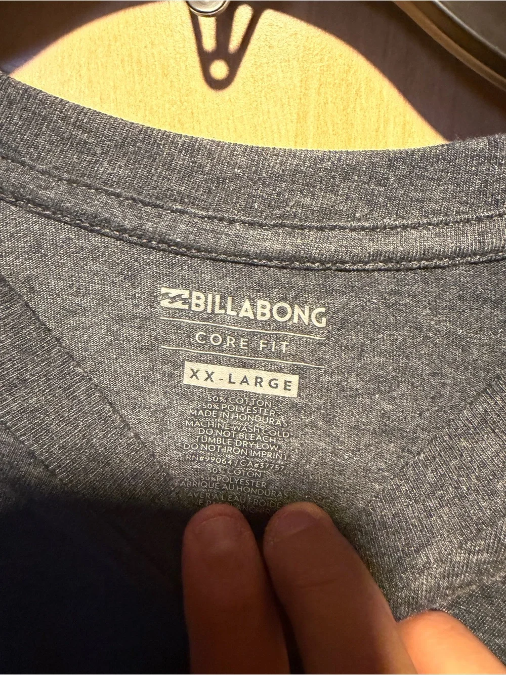 Billabong Men's Dark Blue Crewneck Tee with Small White Chest Graphic - Picture 3 of 3